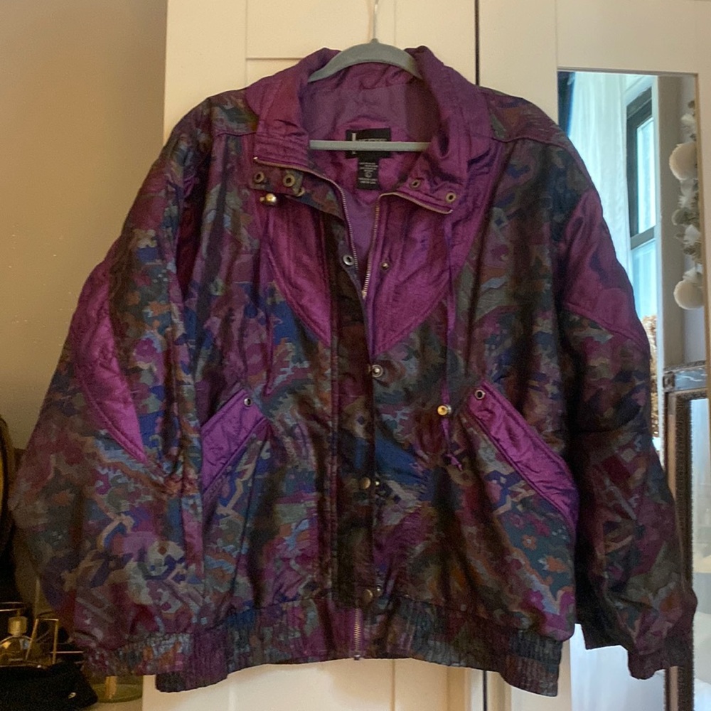 Vintage jacket/ 80ties style. Purple/violet pearl shine, windbreaker. Size L.